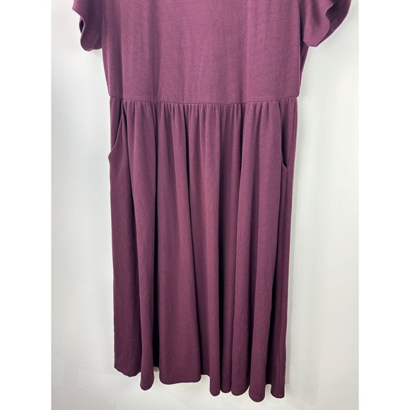 Torrid Burgundy Purple Rib Midi Dress Ribbed Short Sleeve Women's Plus Size 2 2X - Picture 10 of 12